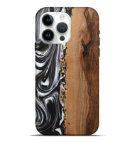 iPhone 15 Pro Max Wood Live Edge Phone Case - Amie (Black & White, 725610)