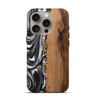 iPhone 16 Pro Wood Live Edge Phone Case - Amie (Black & White, 725610)