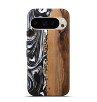 Pixel 9 Pro Wood Live Edge Phone Case - Amie (Black & White, 725610)