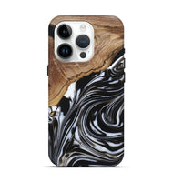 iPhone 15 Pro Wood Live Edge Phone Case - Lexi (Black & White, 725611)