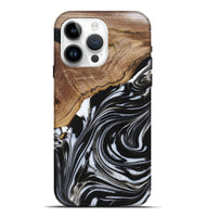 iPhone 15 Pro Max Wood Live Edge Phone Case - Lexi (Black & White, 725611)