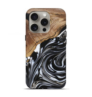 iPhone 16 Pro Wood Live Edge Phone Case - Lexi (Black & White, 725611)