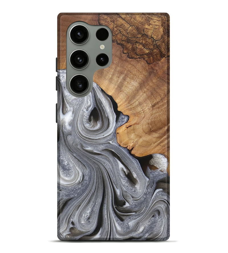 Galaxy S24 Ultra Wood Live Edge Phone Case - Jayden (Black & White, 725616)