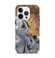 iPhone 15 Pro Wood Live Edge Phone Case - Jayden (Black & White, 725616)