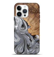 iPhone 15 Pro Max Wood Live Edge Phone Case - Jayden (Black & White, 725616)