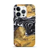 iPhone 15 Pro Wood Live Edge Phone Case - Ophelia (Black & White, 725617)