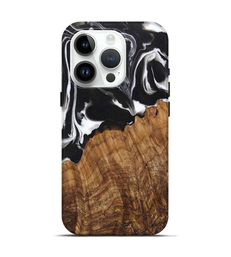 iPhone 15 Pro Wood Live Edge Phone Case - Aviana (Black & White, 725618)