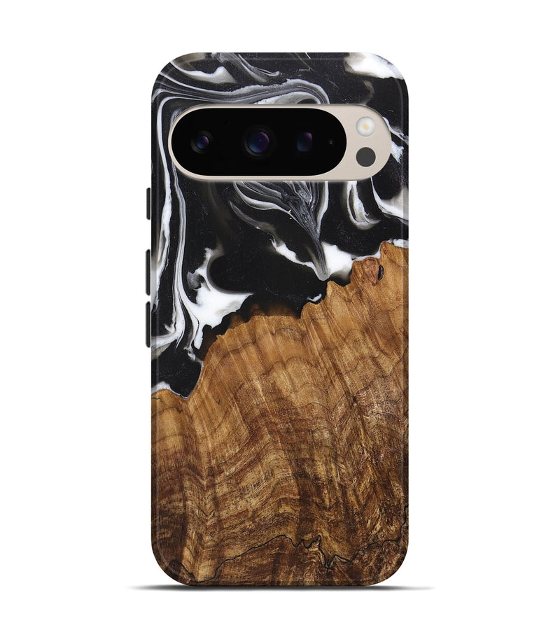 Pixel 9 Pro Wood Live Edge Phone Case - Aviana (Black & White, 725618)