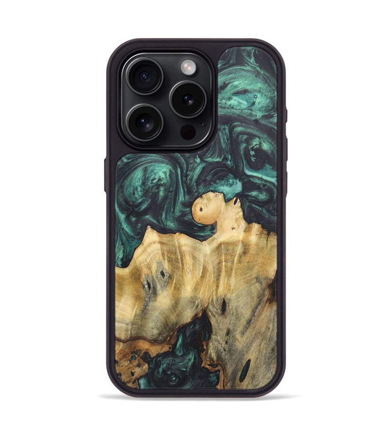 iPhone 15 Pro Wood Phone Case - Cindy (Green, 725724)