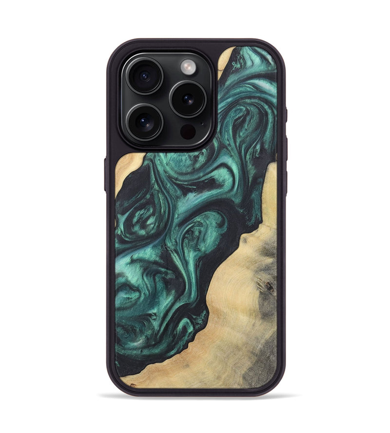 iPhone 15 Pro Wood Phone Case - Daniel (Green, 725733)