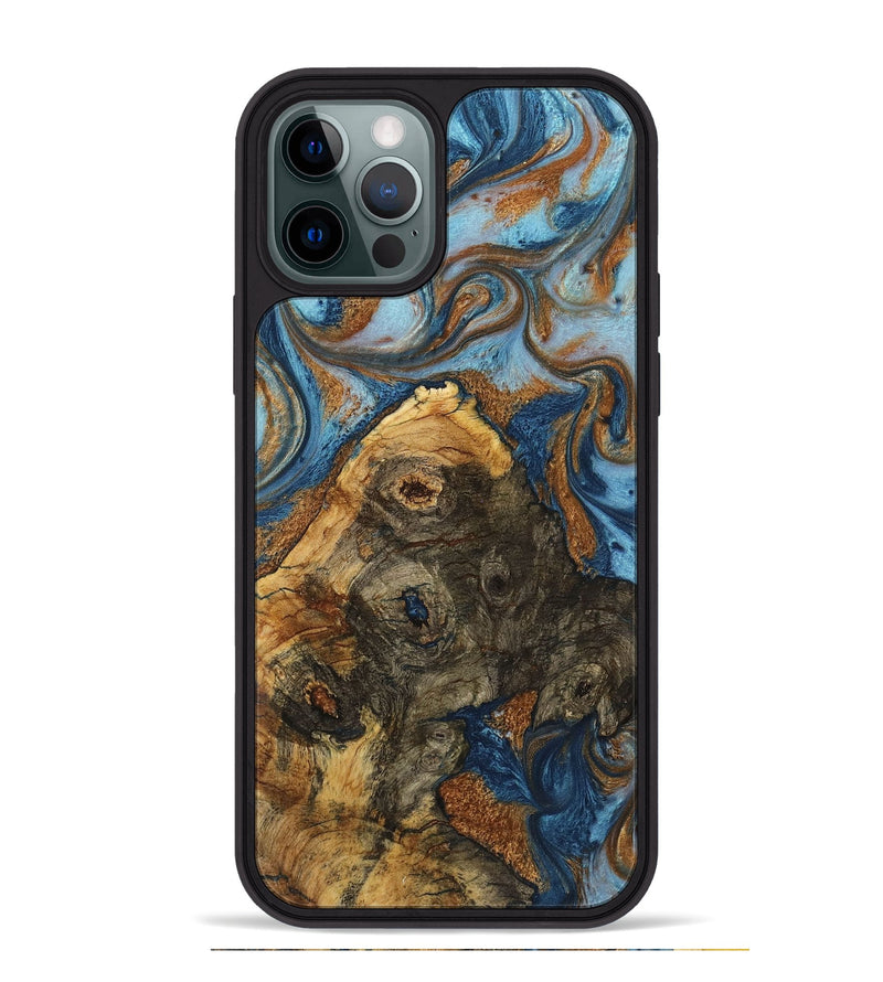 iPhone 12 Pro Max Wood Phone Case - Zander (Teal & Gold, 725750)