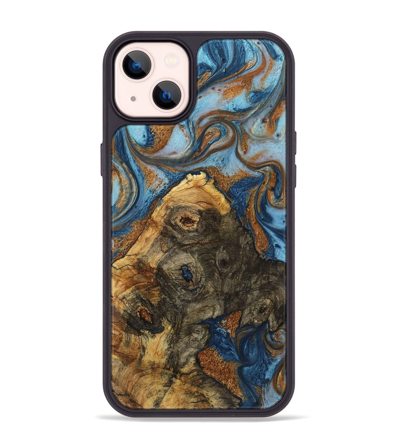 iPhone 14 Plus Wood Phone Case - Zander (Teal & Gold, 725750)