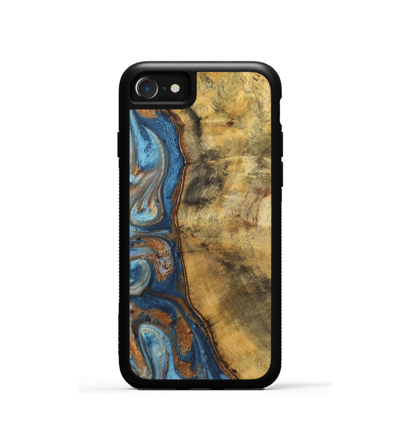 iPhone SE Wood Phone Case - Celeste (Teal & Gold, 725755)