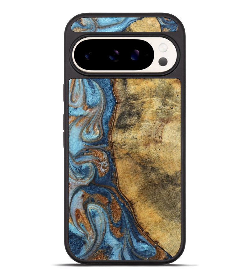 Pixel 9 Pro XL Wood Phone Case - Celeste (Teal & Gold, 725755)