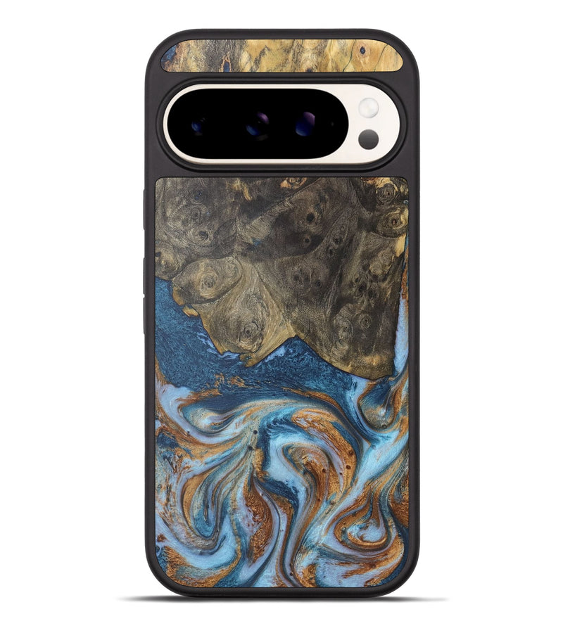 Pixel 9 Pro XL Wood Phone Case - Irene (Teal & Gold, 725763)