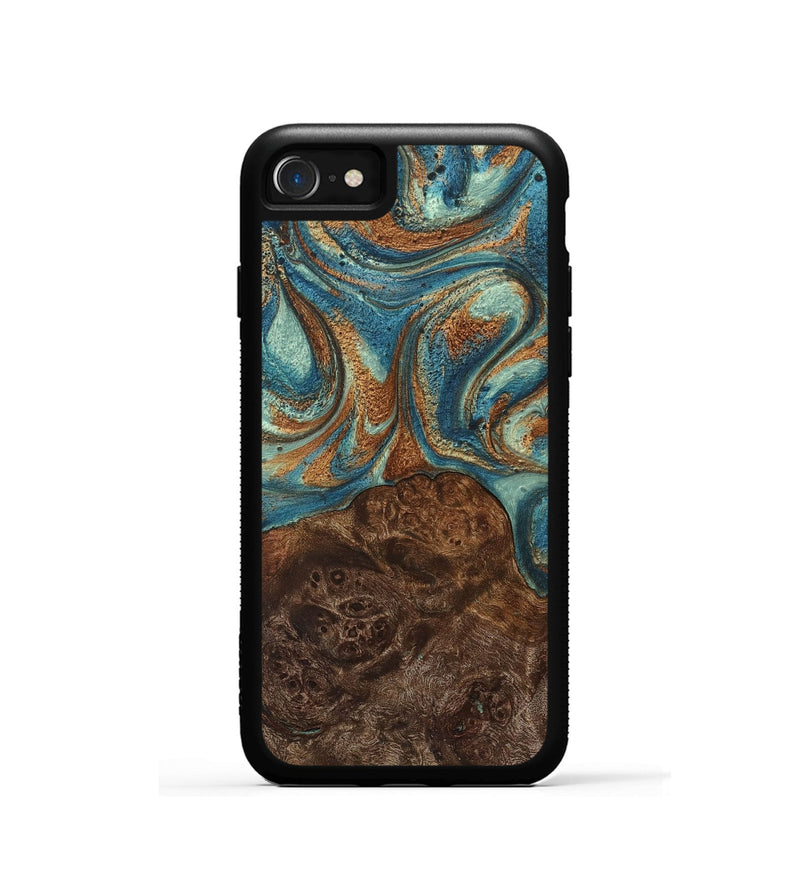 iPhone SE Wood Phone Case - Cade (Teal & Gold, 725766)