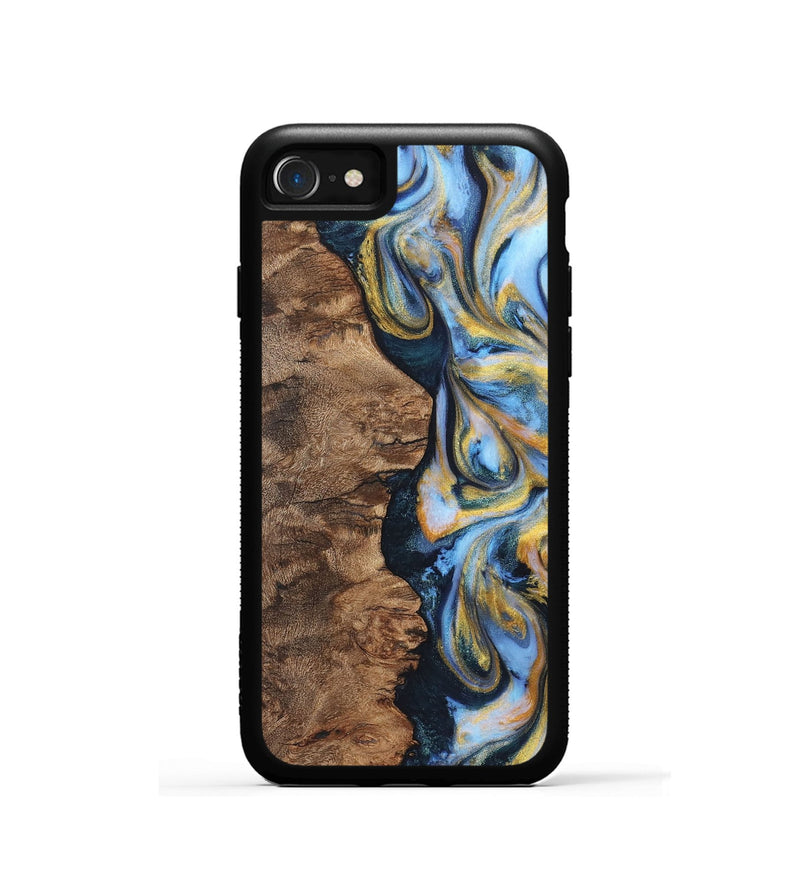 iPhone SE Wood Phone Case - Blair (Teal & Gold, 725767)