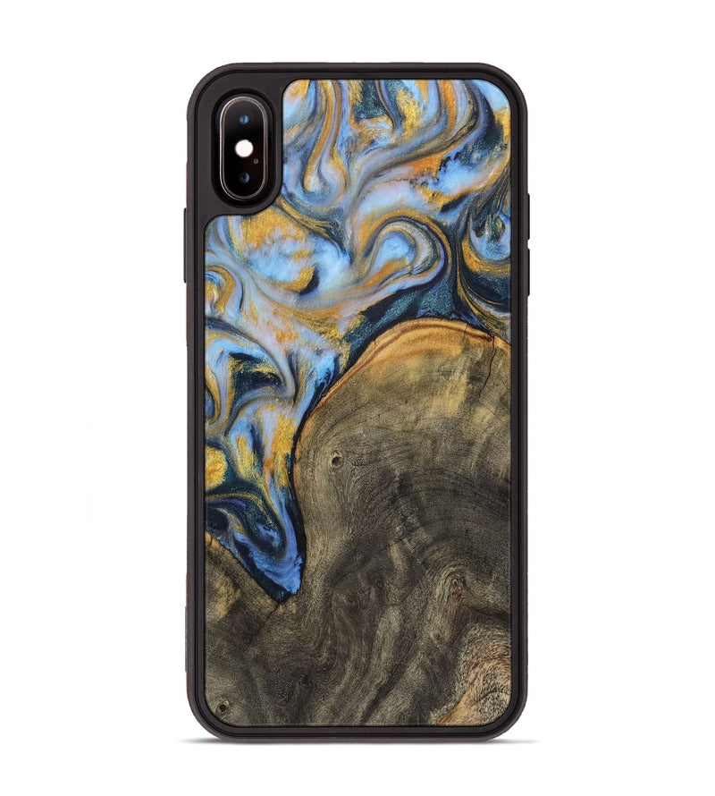 iPhone Xs Max Wood Phone Case - Eunice (Teal & Gold, 725773)