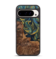 Pixel 9 Pro Wood Phone Case - Raegan (Teal & Gold, 725783)