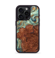 iPhone 15 Pro Wood Phone Case - Nadine (Teal & Gold, 725790)