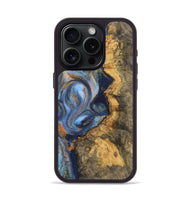 iPhone 15 Pro Wood Phone Case - Jewel (Teal & Gold, 725793)