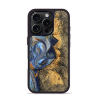 iPhone 16 Pro Wood Phone Case - Jewel (Teal & Gold, 725793)