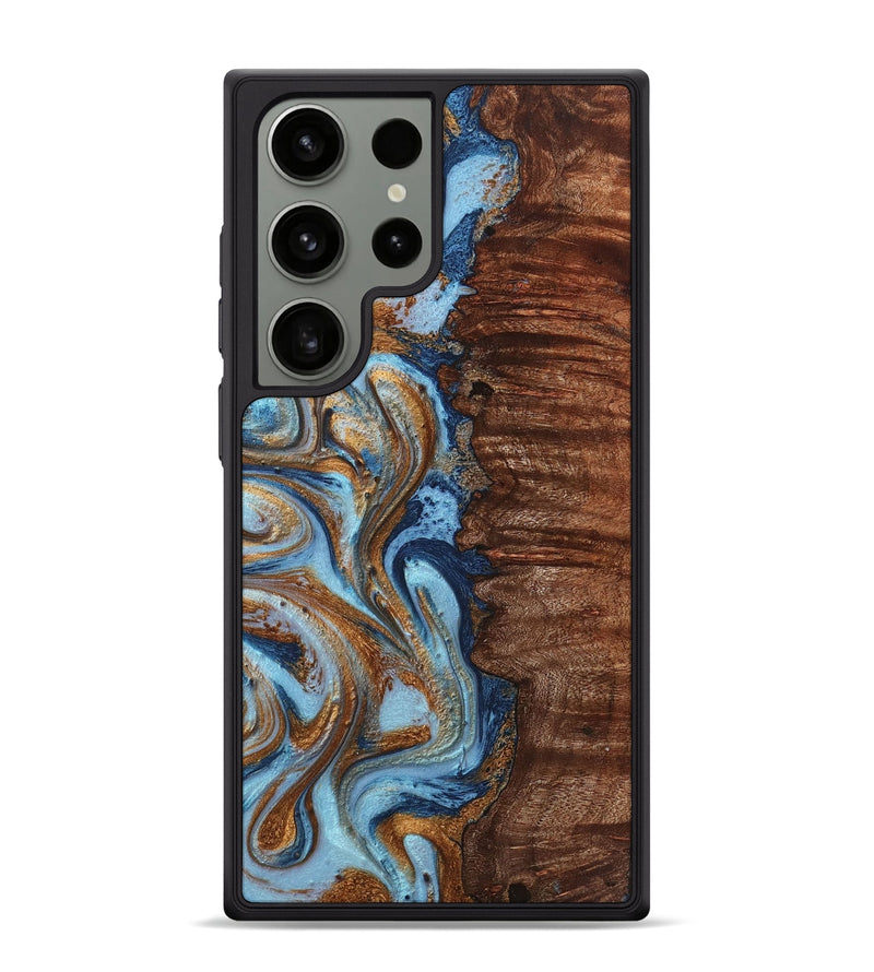 Galaxy S24 Ultra Wood Phone Case - Della (Teal & Gold, 725794)