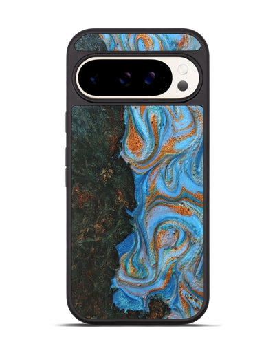 Pixel 9 Pro Wood Phone Case - Addisyn (Teal & Gold, 725797)