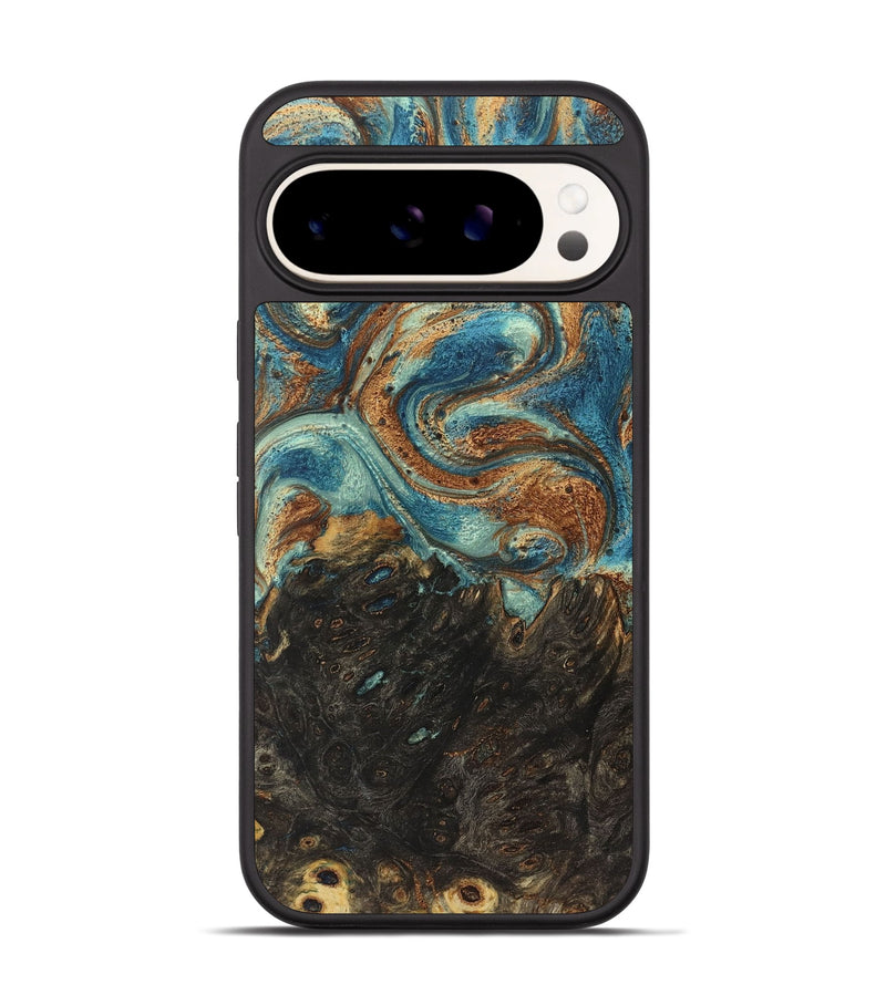 Pixel 9 Pro Wood Phone Case - Rowan (Teal & Gold, 725798)