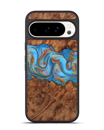 Pixel 9 Pro Wood Phone Case - June (Teal & Gold, 725799)