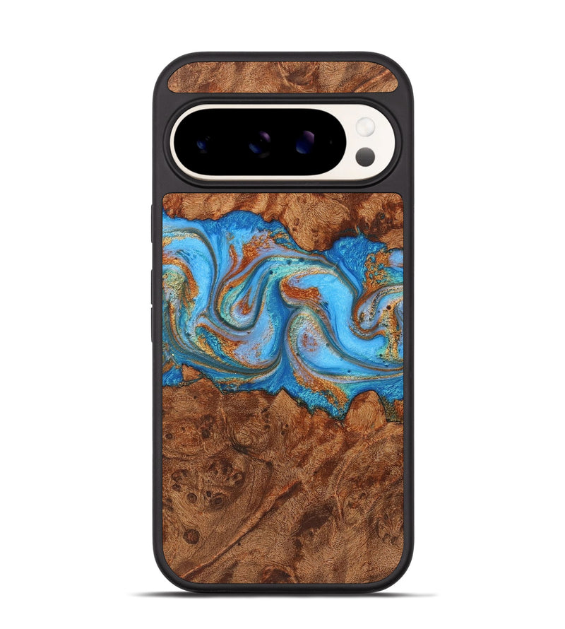 Pixel 9 Pro Wood Phone Case - June (Teal & Gold, 725799)