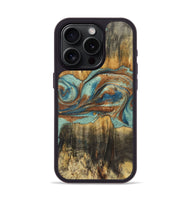 iPhone 15 Pro Wood Phone Case - Alta (Teal & Gold, 725800)