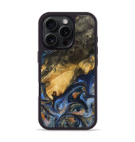 iPhone 16 Pro Wood Phone Case - Scott (Teal & Gold, 725805)