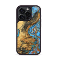 iPhone 15 Pro Wood Phone Case - Brooklyn (Teal & Gold, 725808)