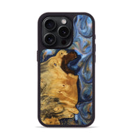 iPhone 15 Pro Wood Phone Case - Jeremiah (Teal & Gold, 725812)