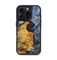 iPhone 16 Pro Wood Phone Case - Jeremiah (Teal & Gold, 725812)