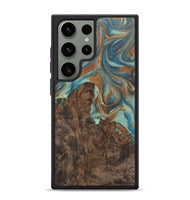 Galaxy S24 Ultra Wood Phone Case - Janine (Teal & Gold, 725823)