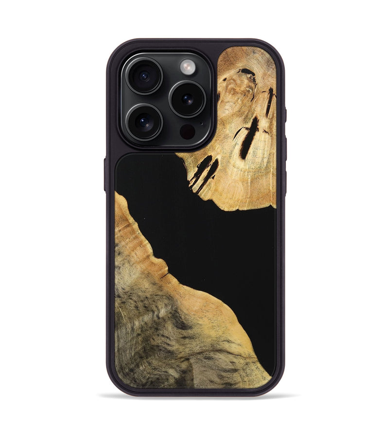 iPhone 15 Pro Wood Phone Case - Ian (Pure Black, 725919)