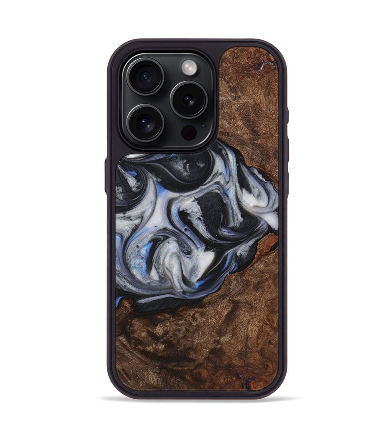 iPhone 15 Pro Wood Phone Case - Alfred (Black & White, 725981)