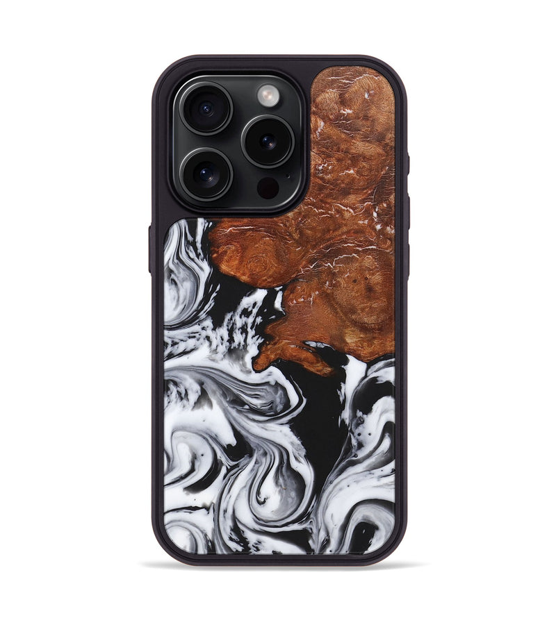 iPhone 15 Pro Wood Phone Case - Katlyn (Black & White, 725986)