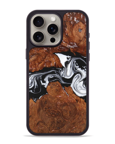 iPhone 15 Pro Max Wood Phone Case - Clay (Black & White, 725988)