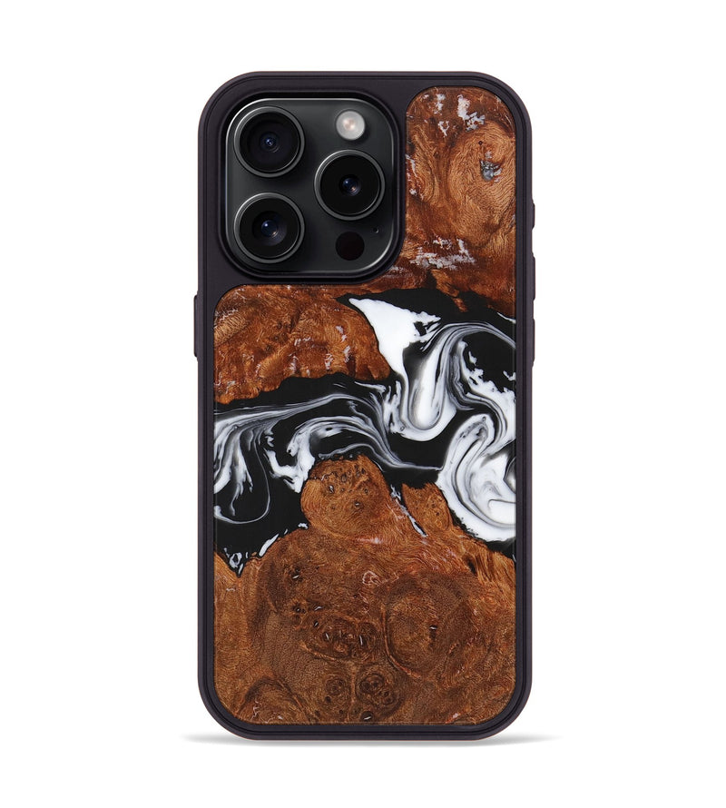 iPhone 15 Pro Wood Phone Case - Clay (Black & White, 725988)