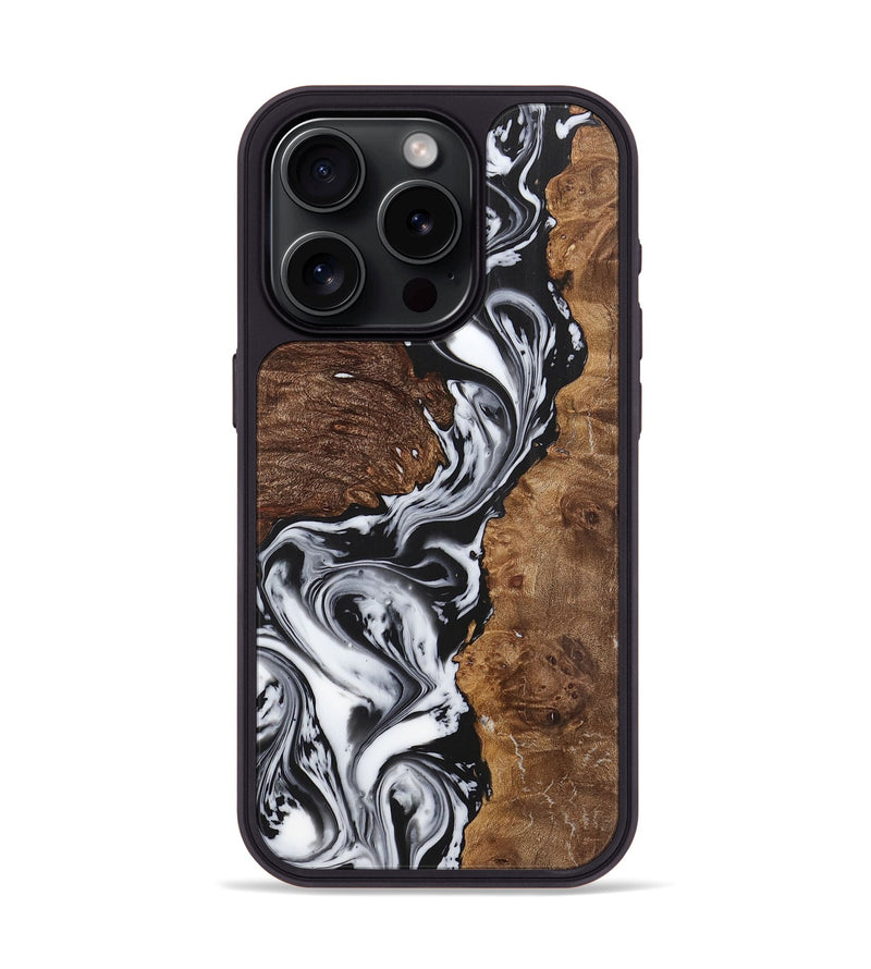 iPhone 15 Pro Wood Phone Case - Glenn (Black & White, 725990)