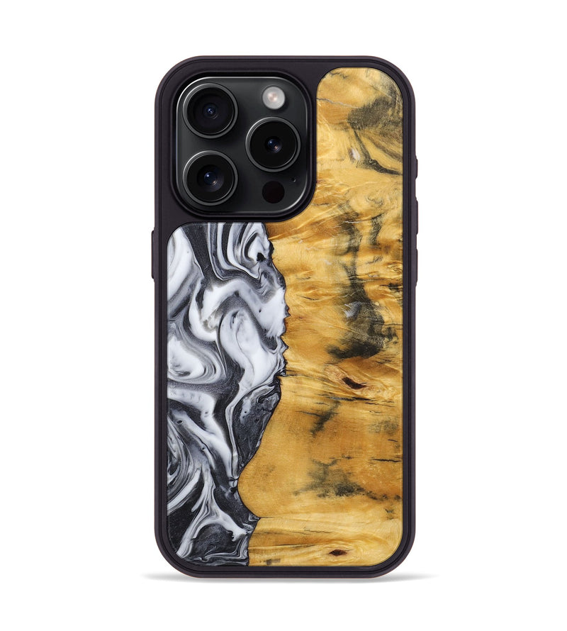 iPhone 15 Pro Wood Phone Case - Marlon (Black & White, 725995)