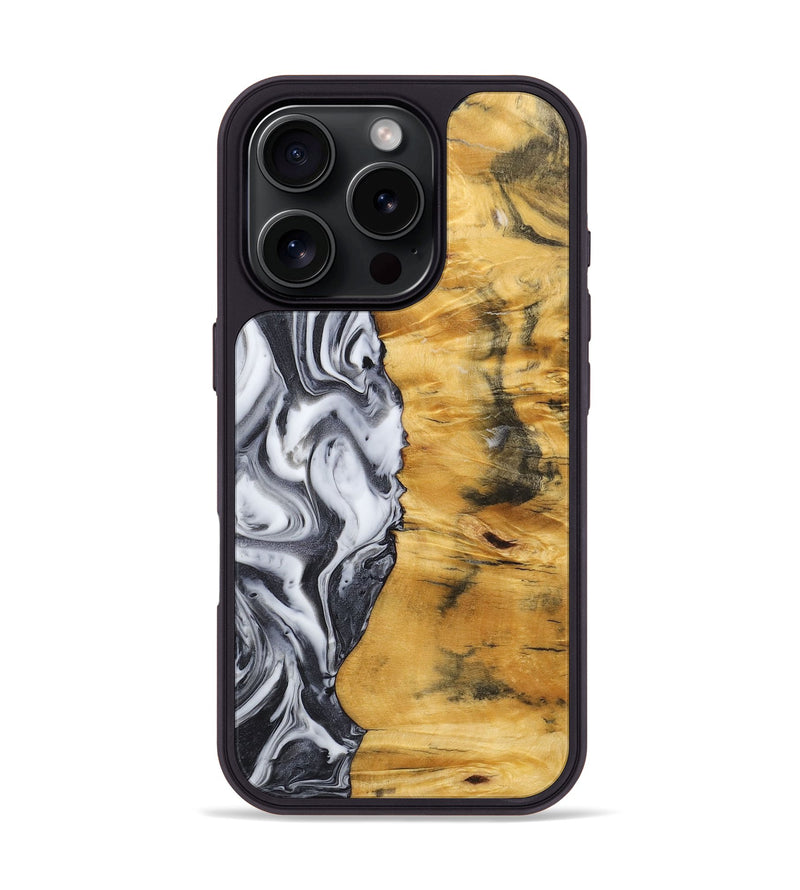 iPhone 16 Pro Wood Phone Case - Marlon (Black & White, 725995)