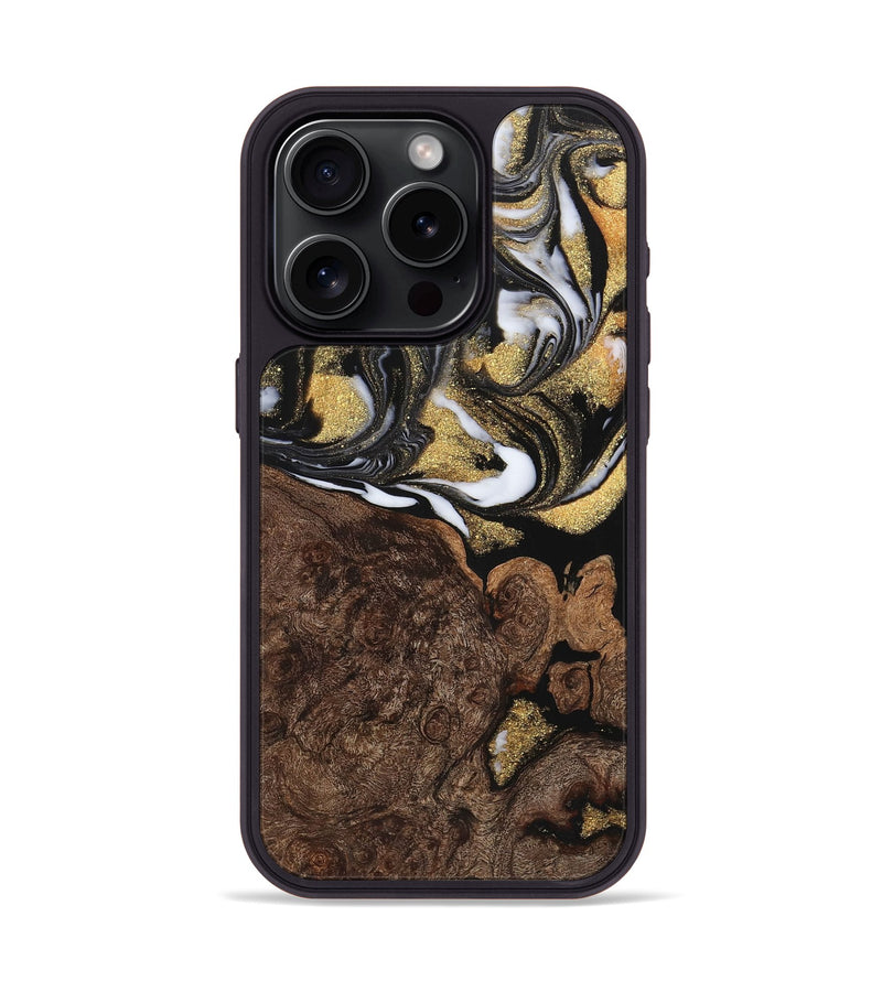 iPhone 15 Pro Wood Phone Case - Robyn (Black & White, 725996)