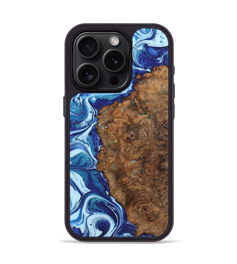 iPhone 15 Pro Wood Phone Case - Ariel (Blue, 726021)