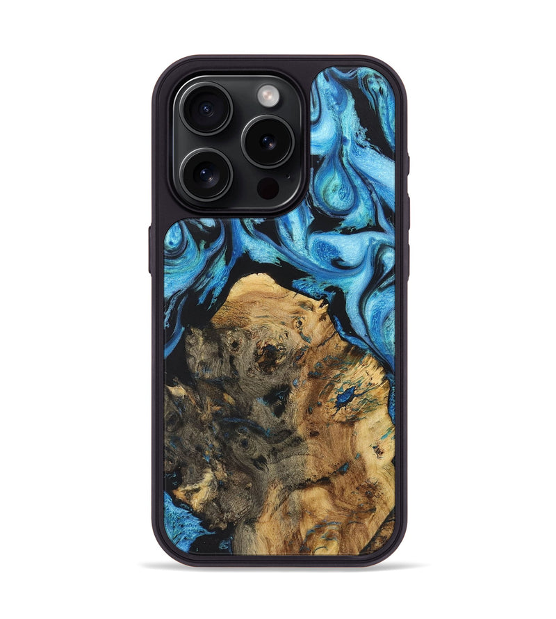 iPhone 15 Pro Wood Phone Case - Levi (Blue, 726022)