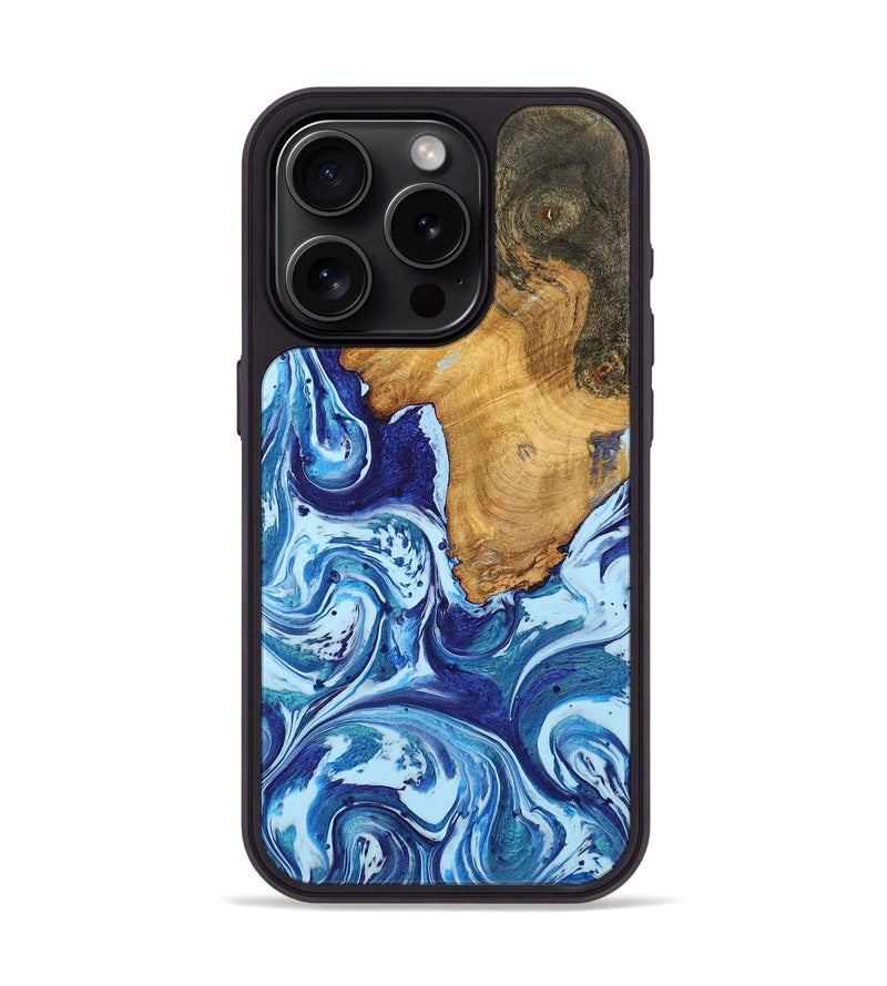 iPhone 15 Pro Wood Phone Case - Jonah (Blue, 726029)