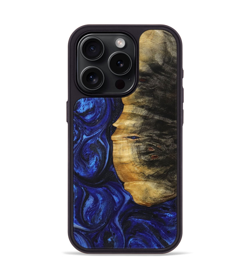 iPhone 15 Pro Wood Phone Case - Danica (Blue, 726031)